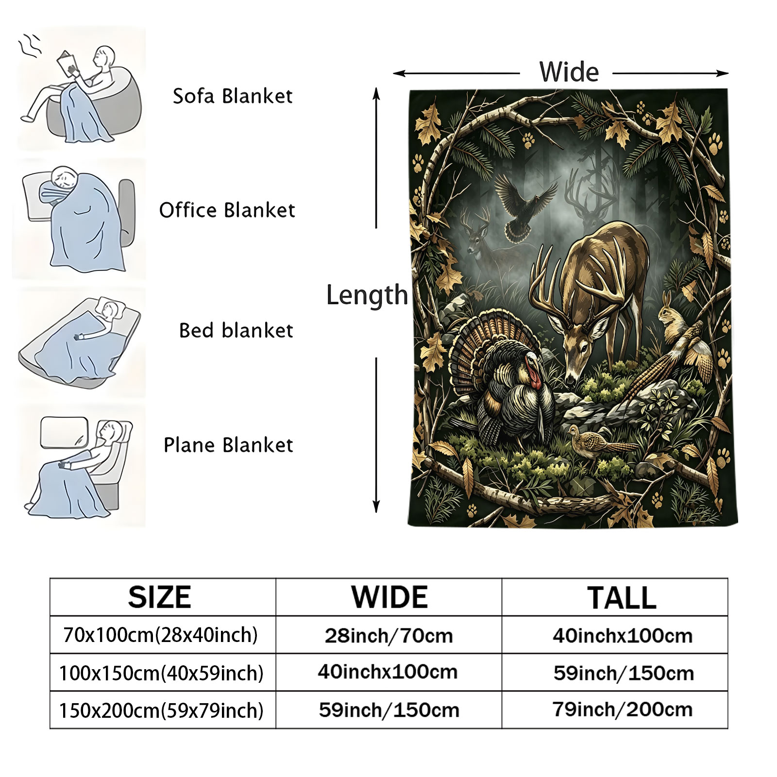 Vintage Waldtier-Wurfdecke mit – Wildman Hunting & Outdoor Price List Bewertung und Preis